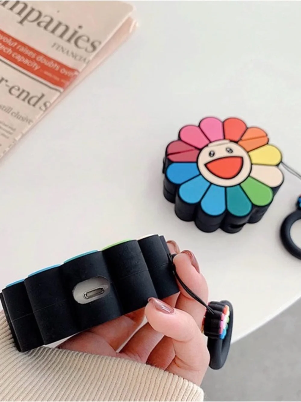 Colorful Smiley Flower Silicone Teether - Multicolor rainbow
